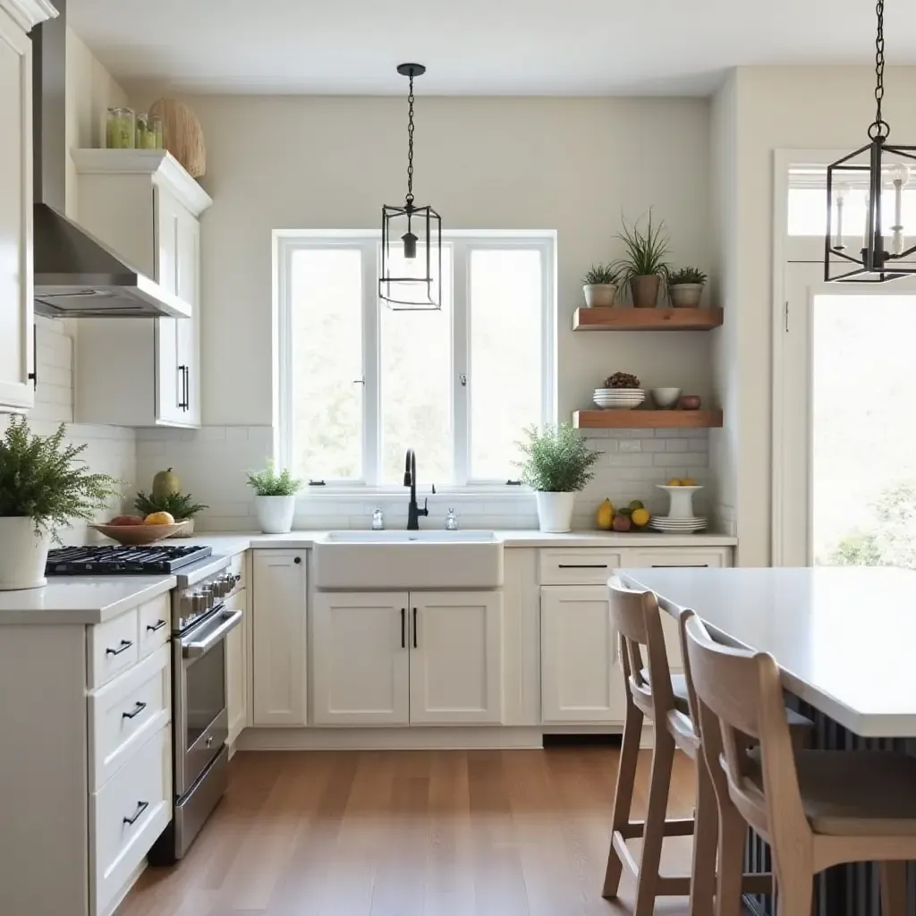 a photo of a kitchen featuring a mix of modern and farmhouse elements