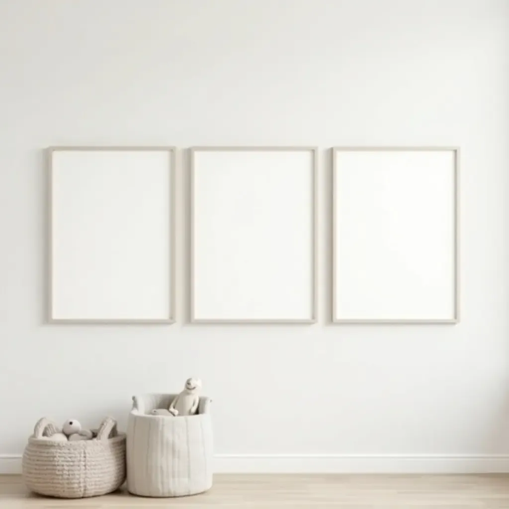 a photo of a nursery gallery wall with a minimalist aesthetic