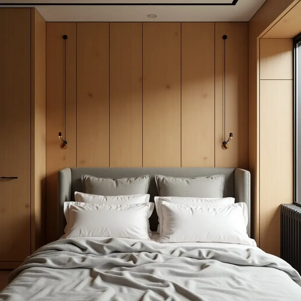 a photo of wooden wall panels creating a cozy atmosphere in a teen&#x27;s bedroom