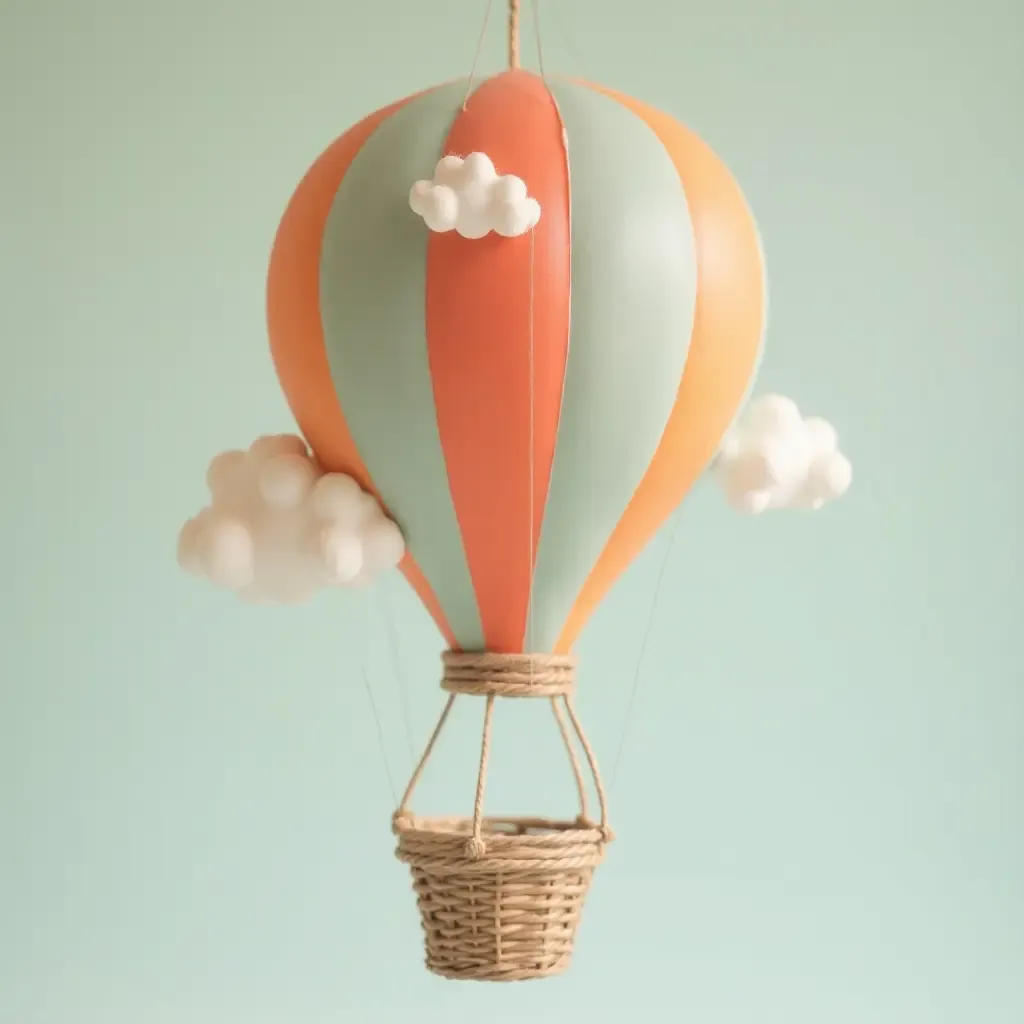 a photo of a whimsical hot air balloon mobile