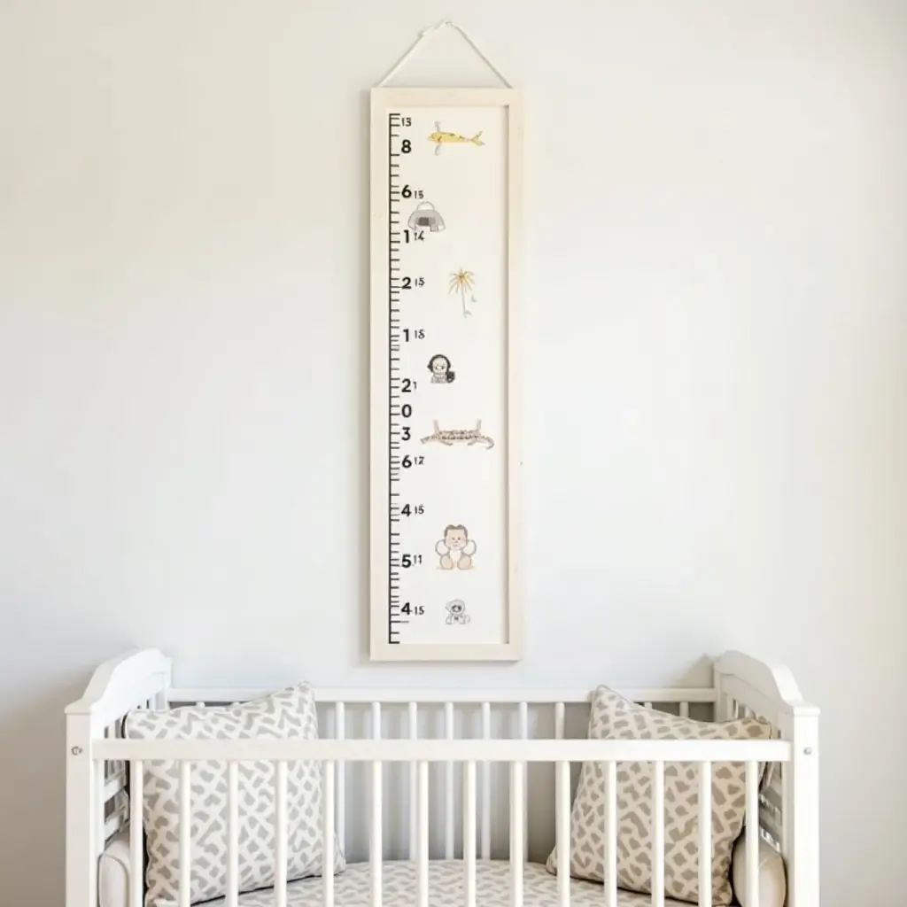 a photo of a nursery gallery wall displaying a growth chart