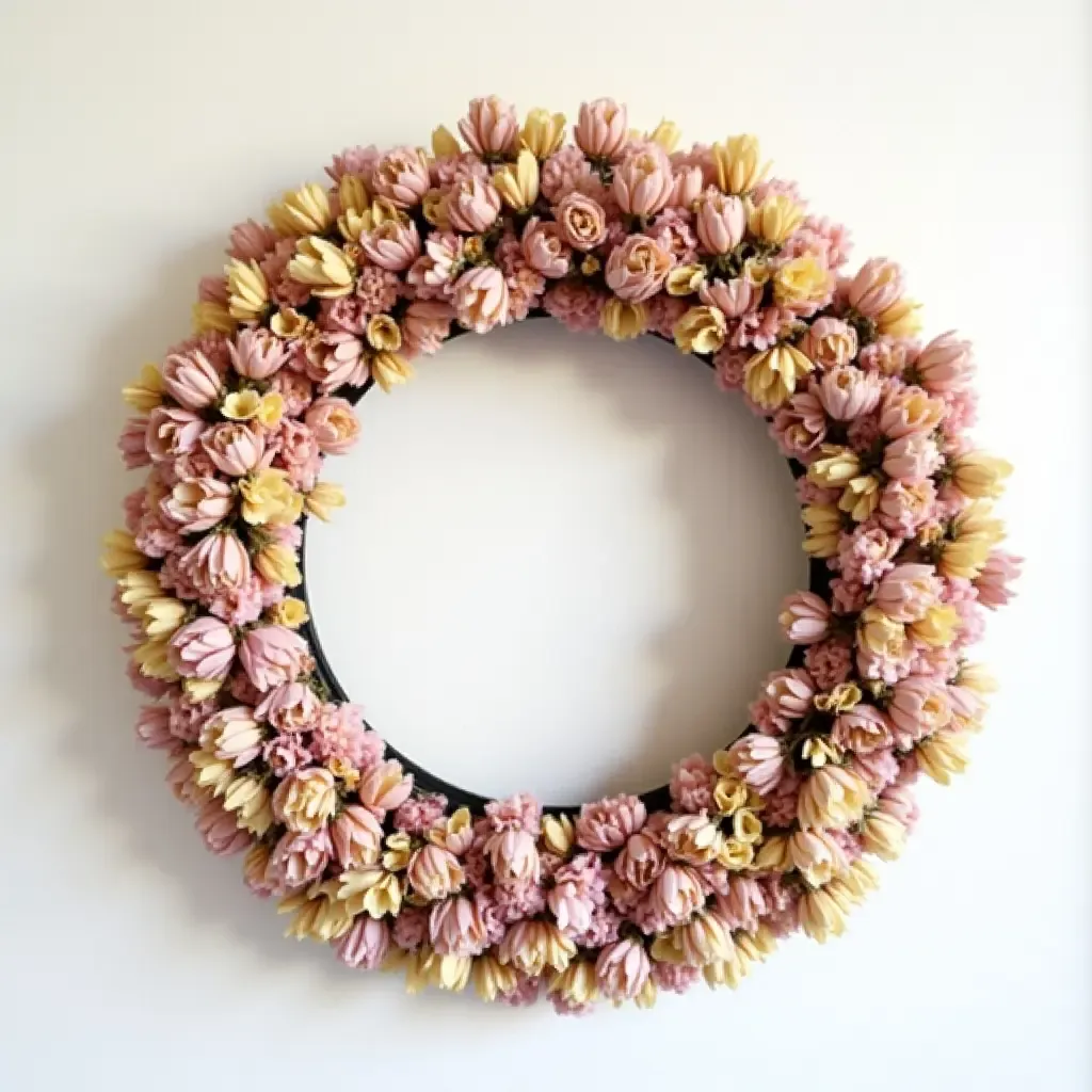 a photo of a simple DIY wreath made from dried flowers