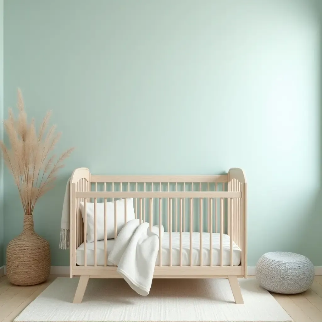 a photo of a nursery with a calming sea-inspired color palette