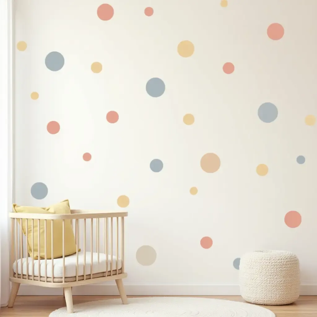 a photo of a nursery with playful polka dots in various colors