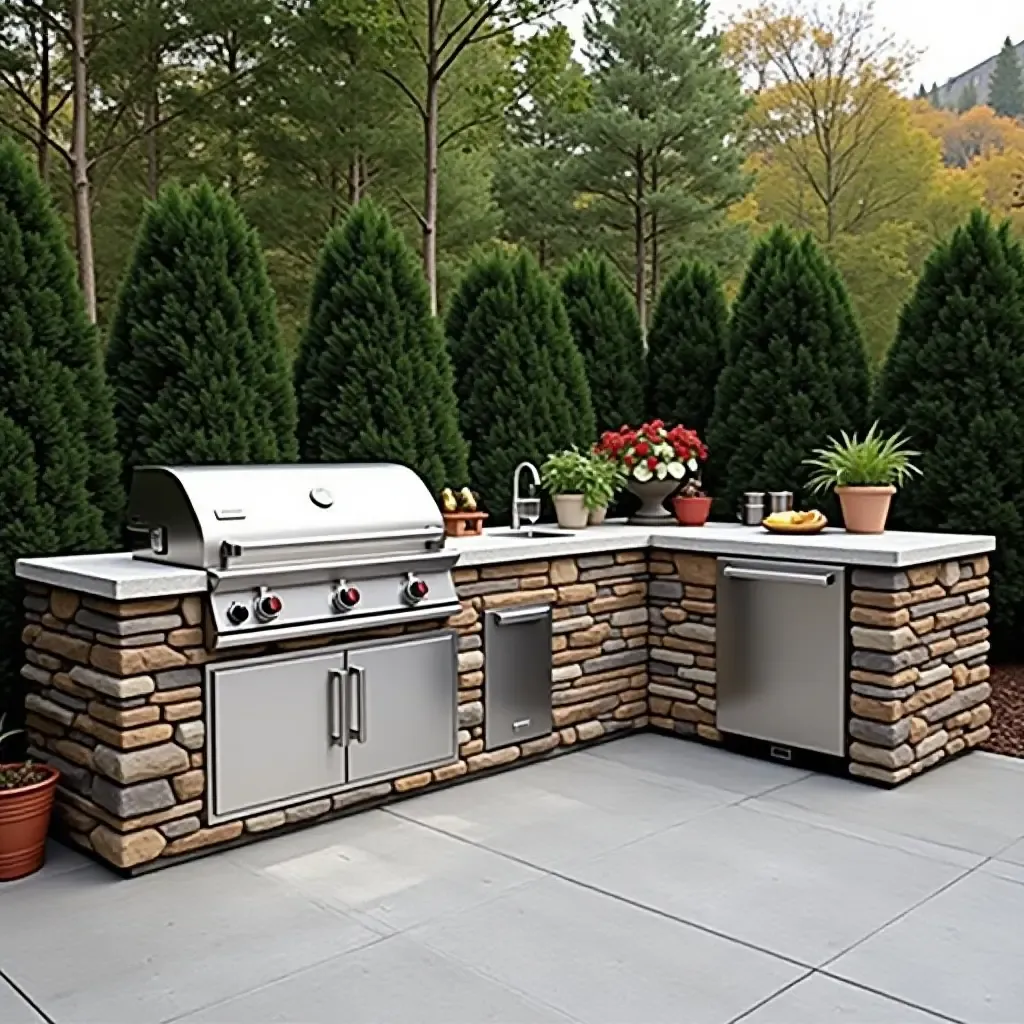 a photo of a compact outdoor kitchen setup on a 12x12 patio