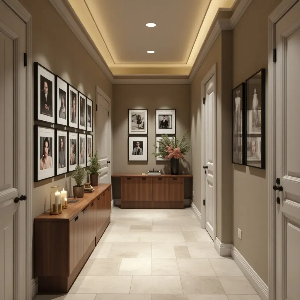 a photo of a chic corridor with a gallery wall of photos