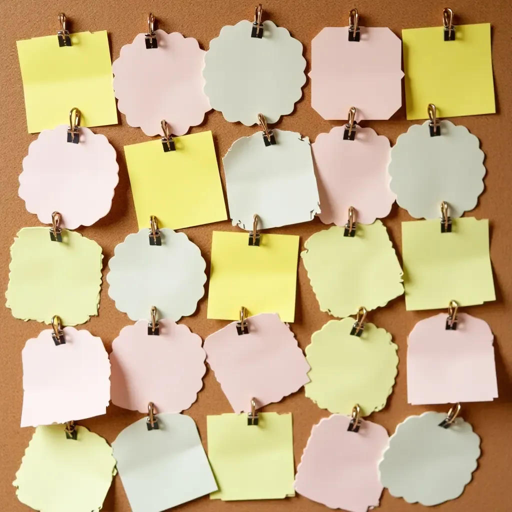 a photo of a whimsical corkboard filled with colorful notes