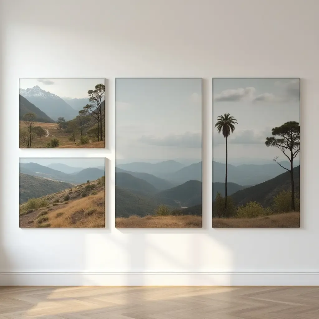 a photo of a gallery wall with a focus on local landscapes and scenery