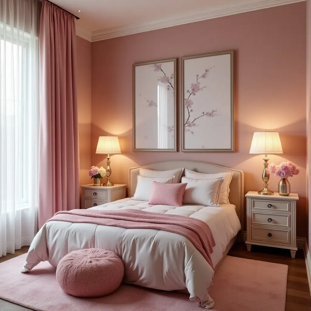 a photo of a glamorous teen bedroom with a chic color palette and stylish decor