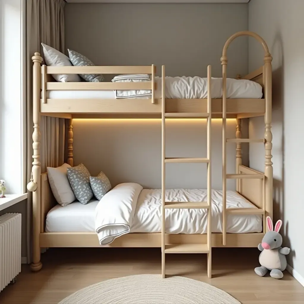 a photo of a small kids&#x27; bedroom featuring a loft bed