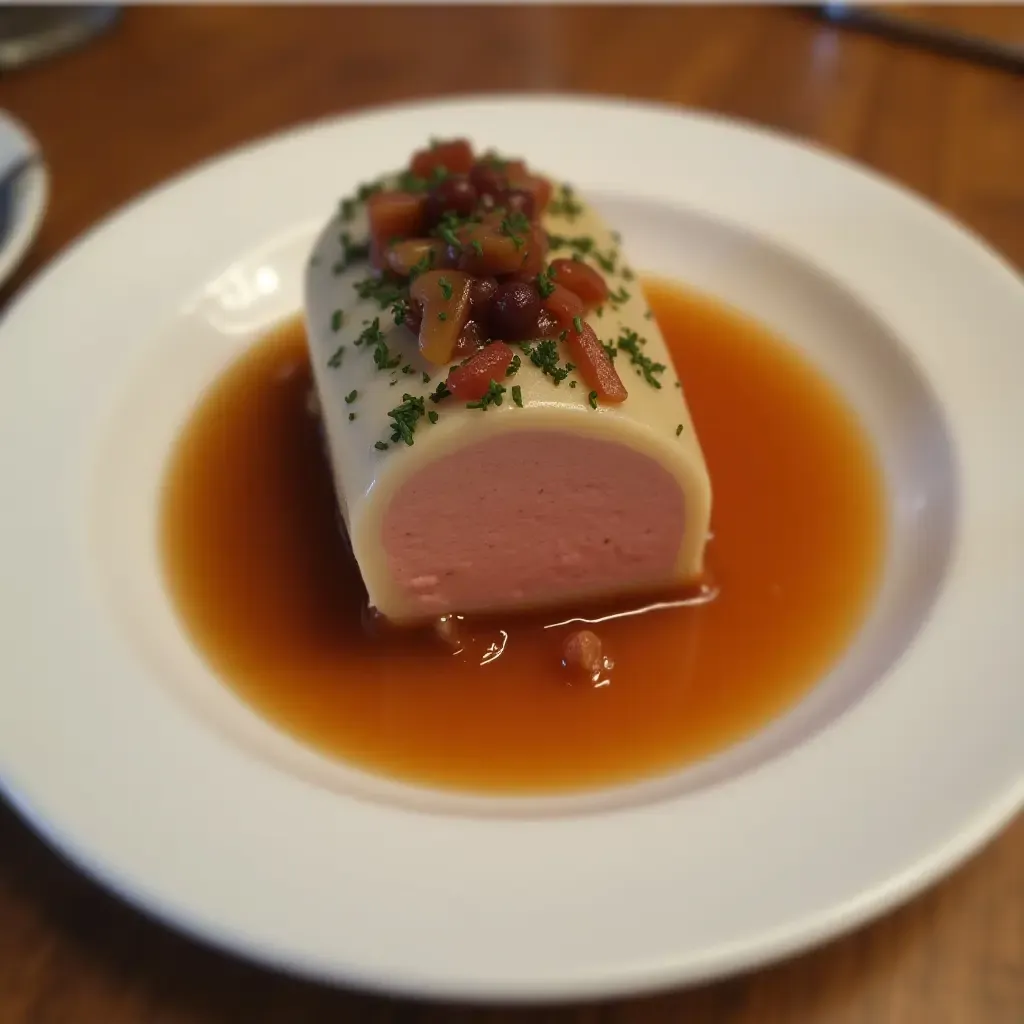 a photo of a delicate Dordogne foie gras terrine with fig compote.