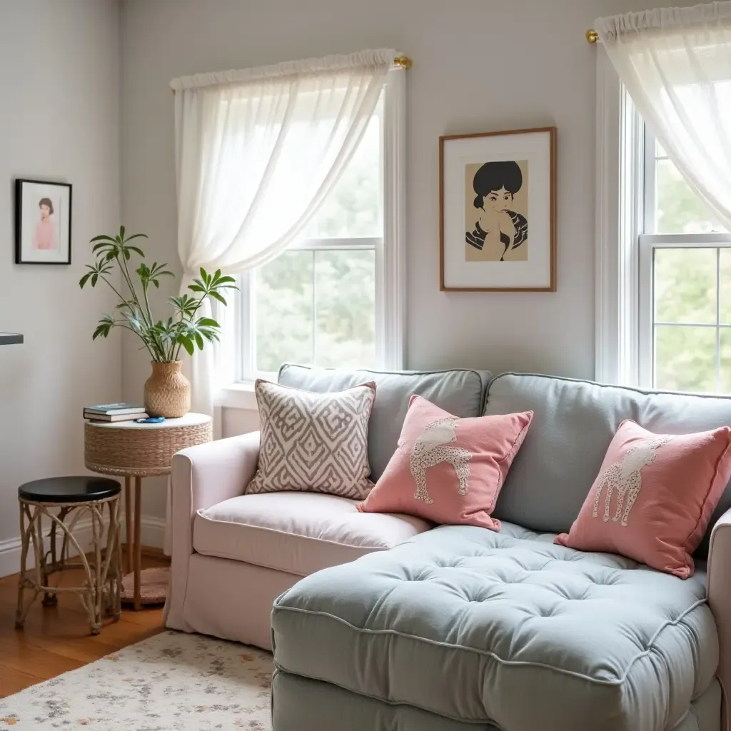 a photo of a teen room with throw pillows that reflect their personality