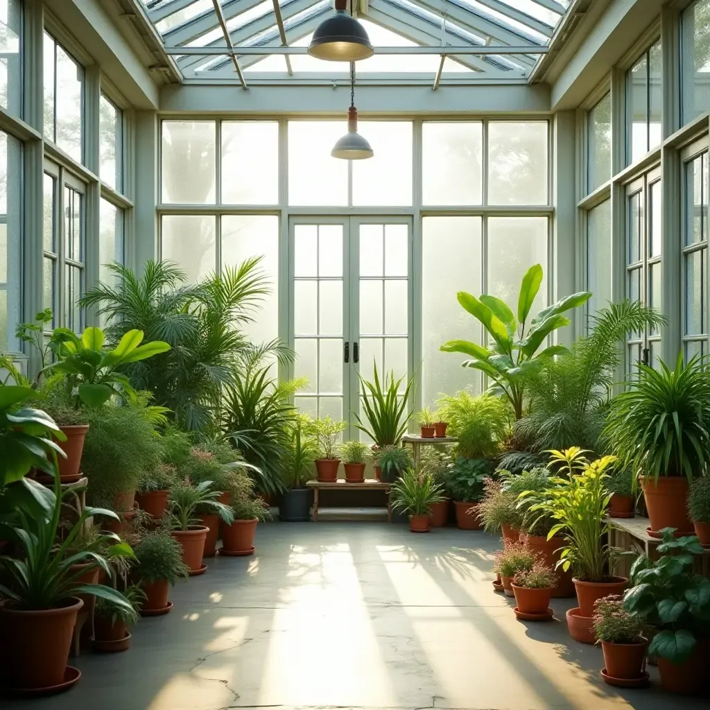 a photo of a bright and airy nursery with large windows and plants