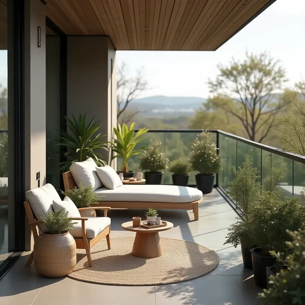 a photo of a small balcony transformed into a relaxing zen space