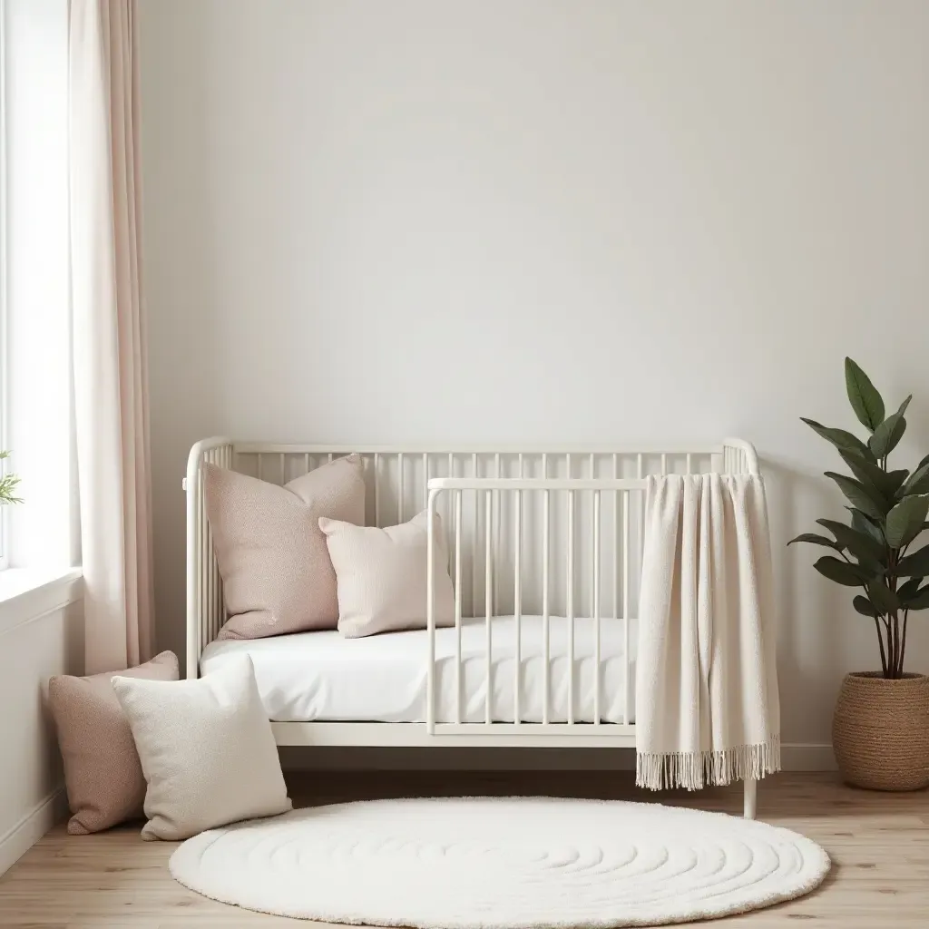 a photo of a nursery with throw pillows creating a cozy atmosphere