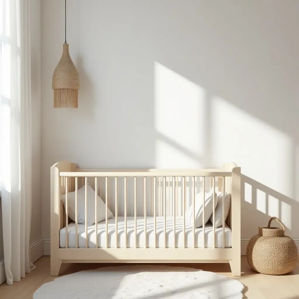 a photo of a chic baby room with a minimalist theme and elegant furnishings