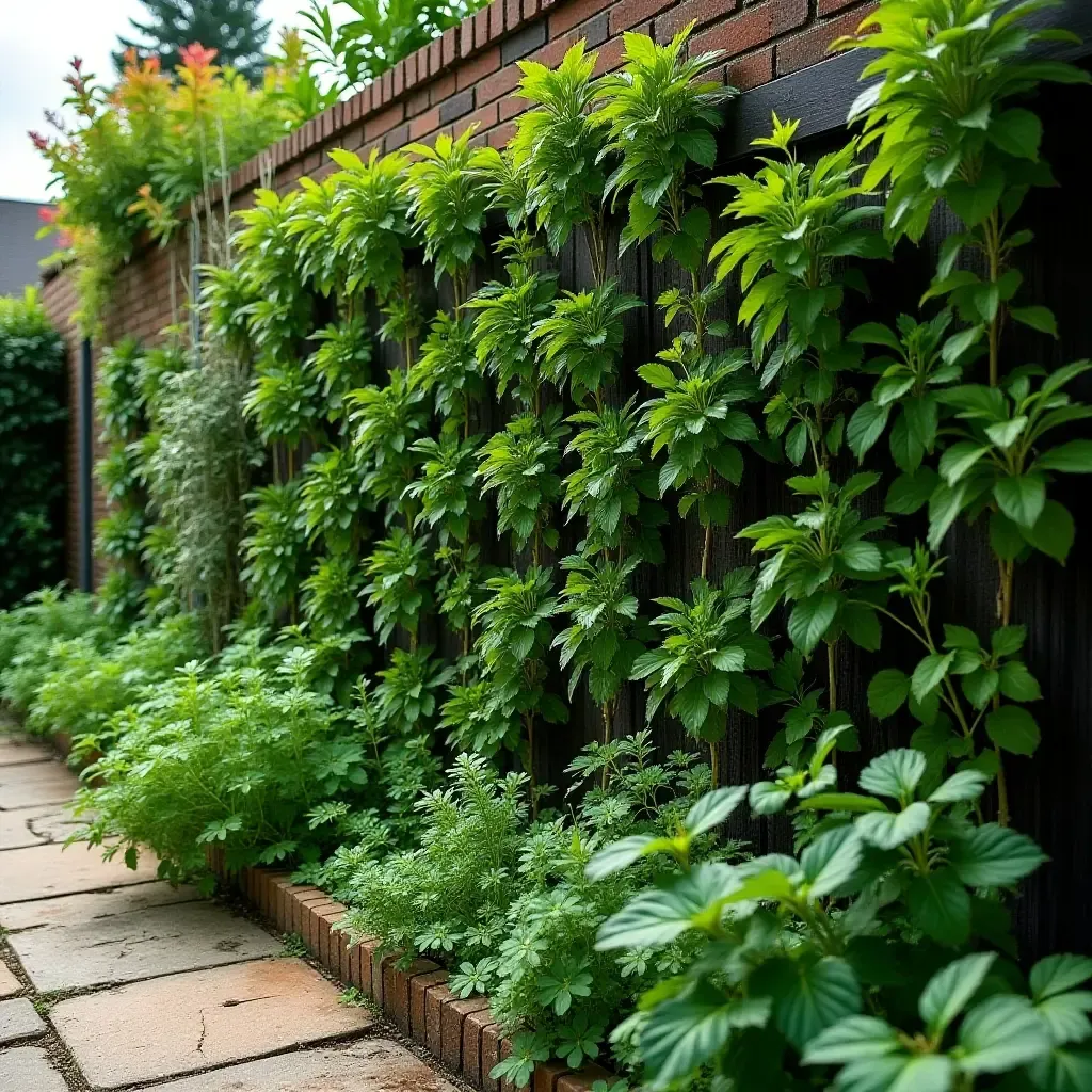 a photo of a herb garden wall with aromatic plants