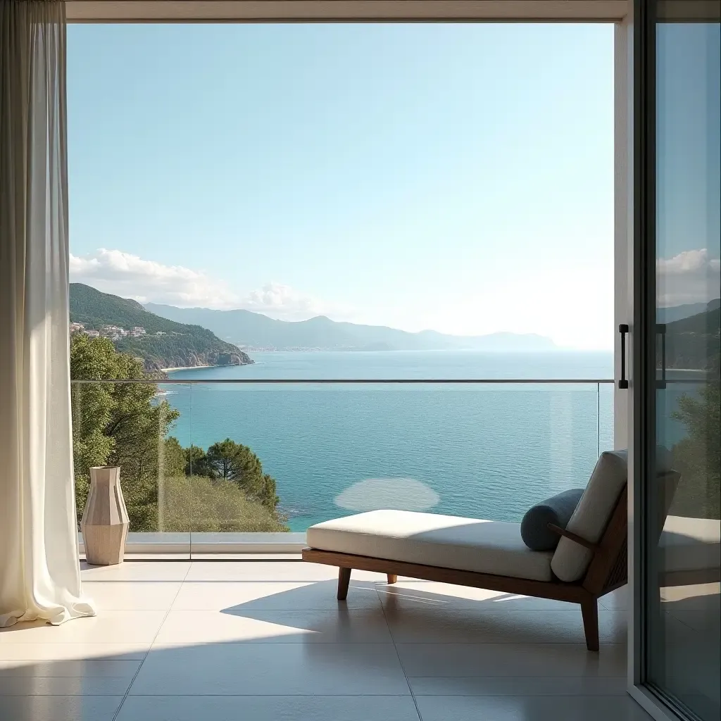 a photo of a balcony with a stunning view of the Mediterranean coastline