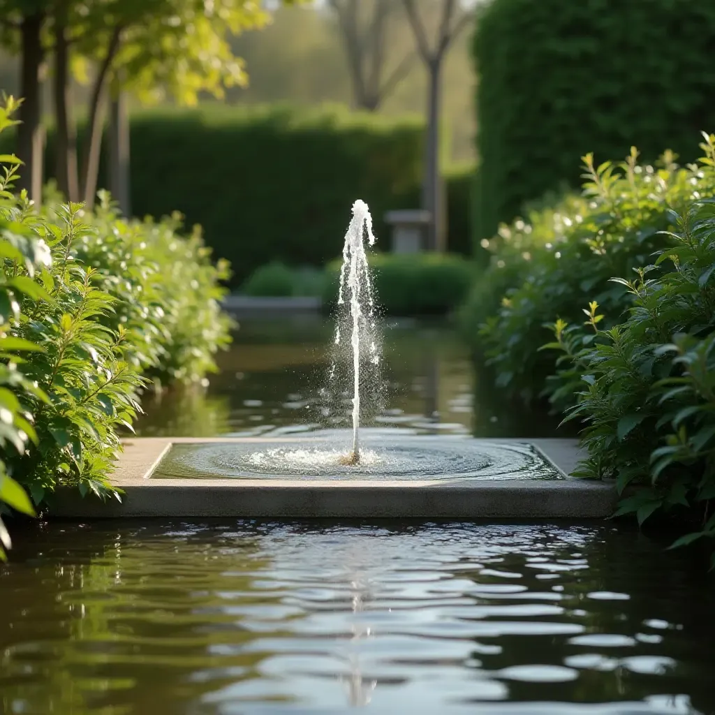 a photo of a small water fountain surrounded by greenery