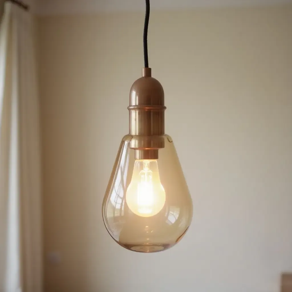 a photo of a vintage-inspired pendant light in a boho nursery