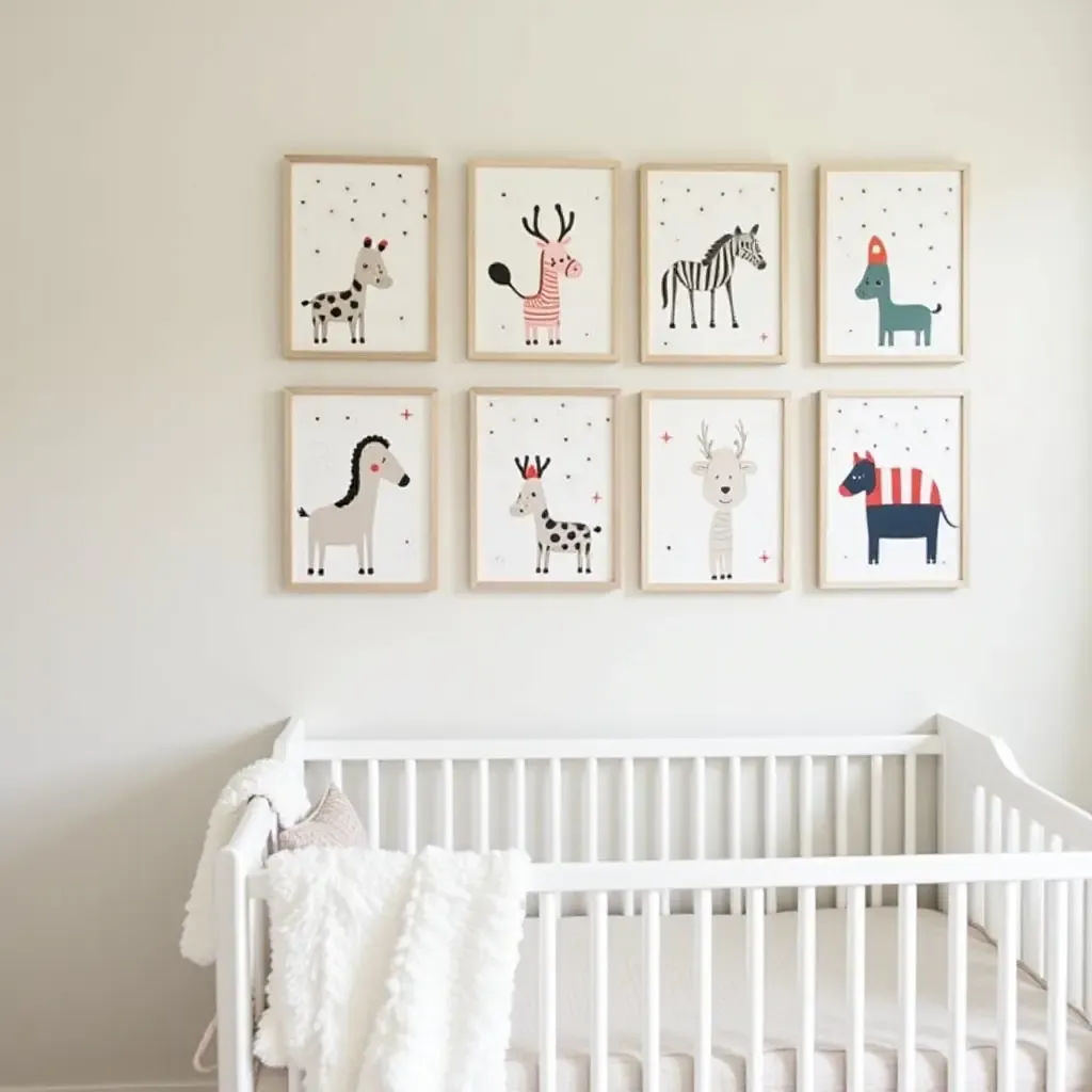 a photo of a nursery gallery wall with a vintage circus theme