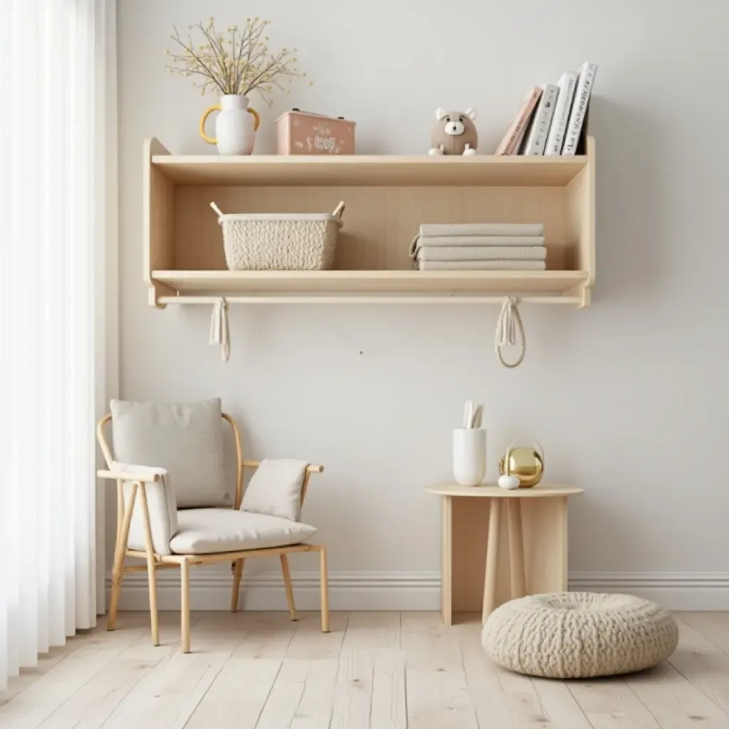 a photo of a nursery shelf designed for easy access to frequently used items