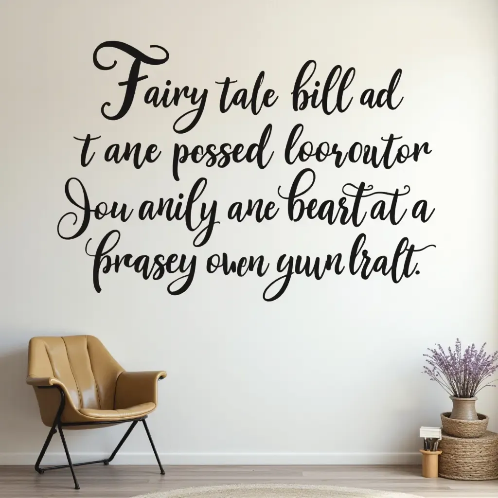 a photo of a wall adorned with fairy tale quotes in beautiful typography