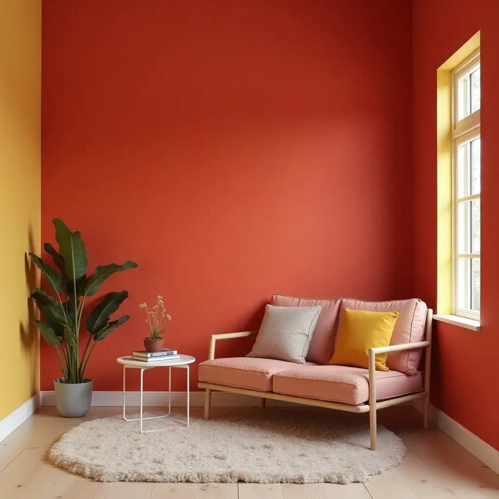 a photo of a bold accent wall painted in a striking color