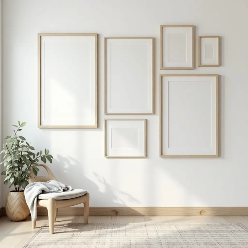 a photo of a gallery wall with a mix of large and small frames