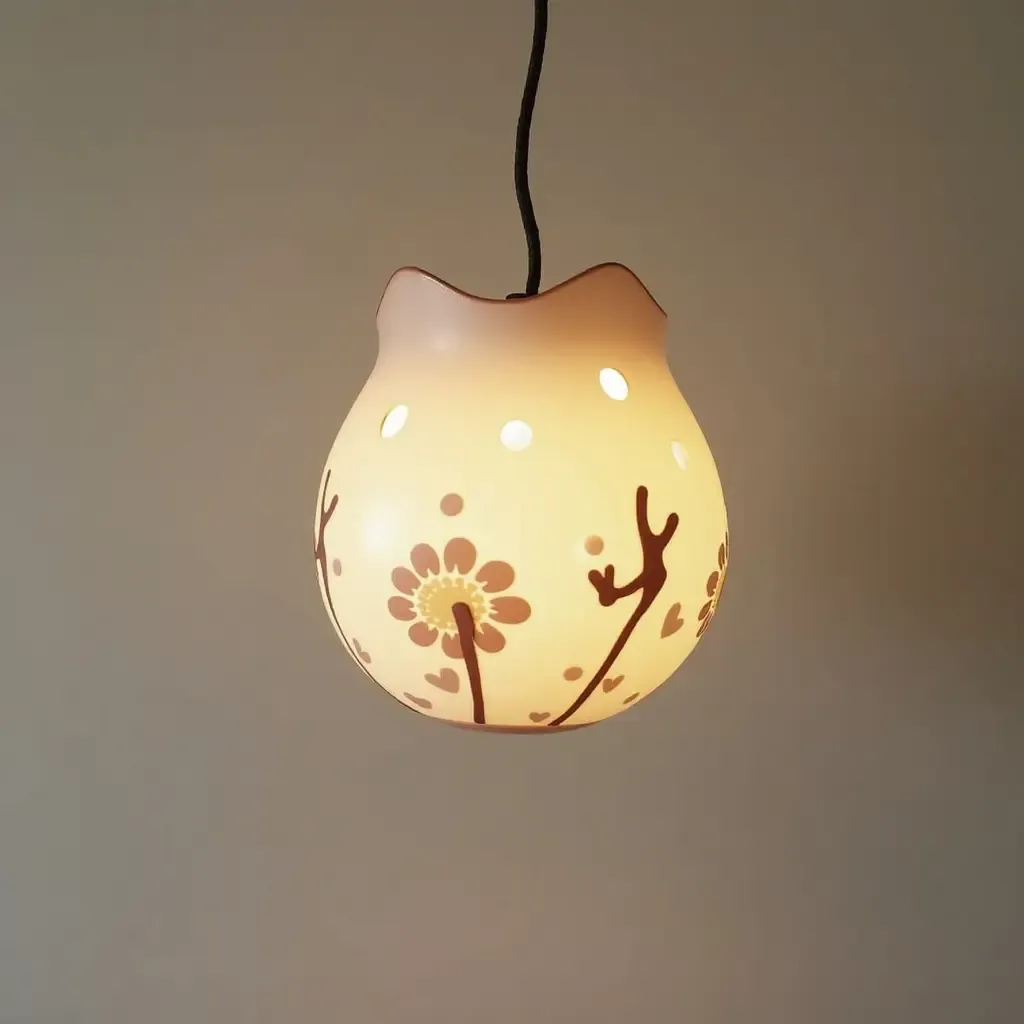 a photo of a nature-themed pendant light in a woodland nursery