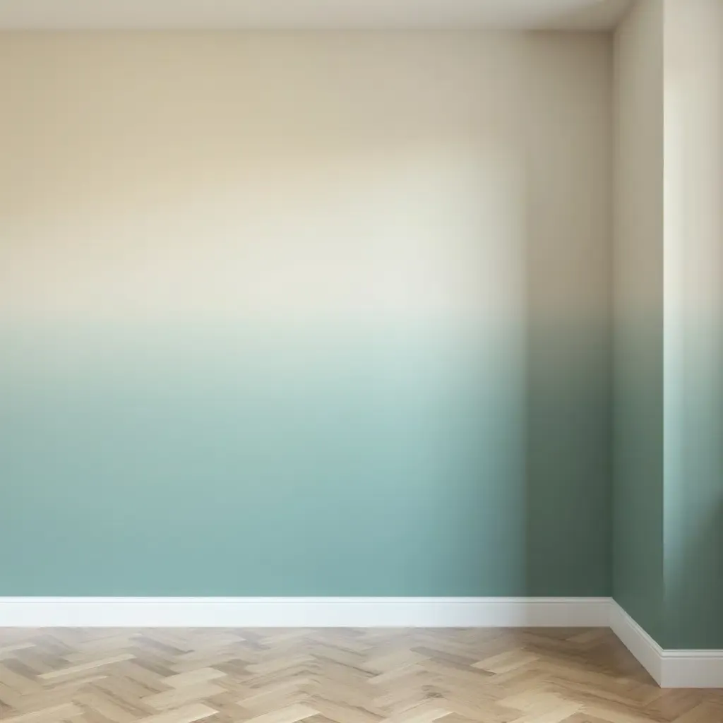 a photo of a basement wall painted with a soothing ombre effect