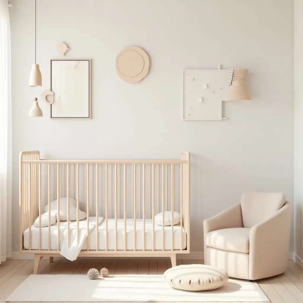 a photo of a nursery with a soft, inviting color palette and decor