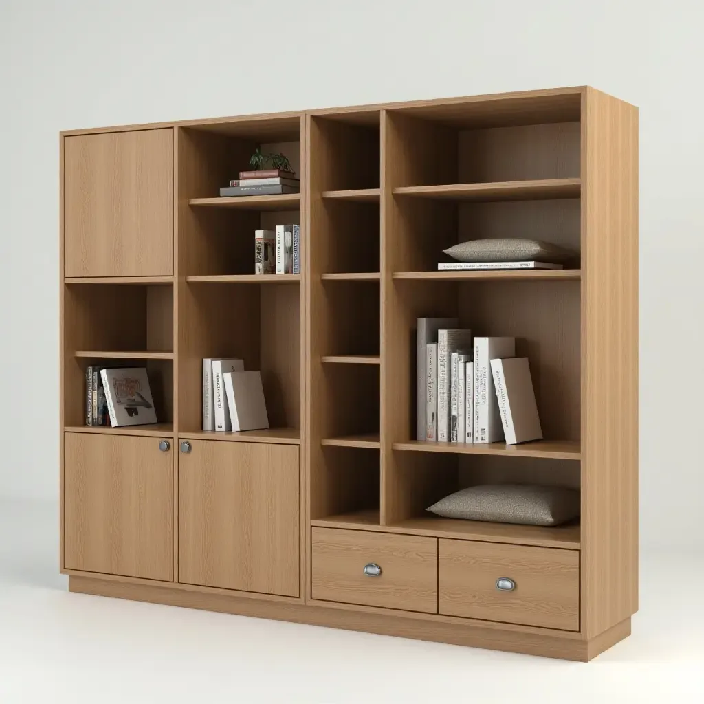 a photo of a multi-functional furniture piece with book storage