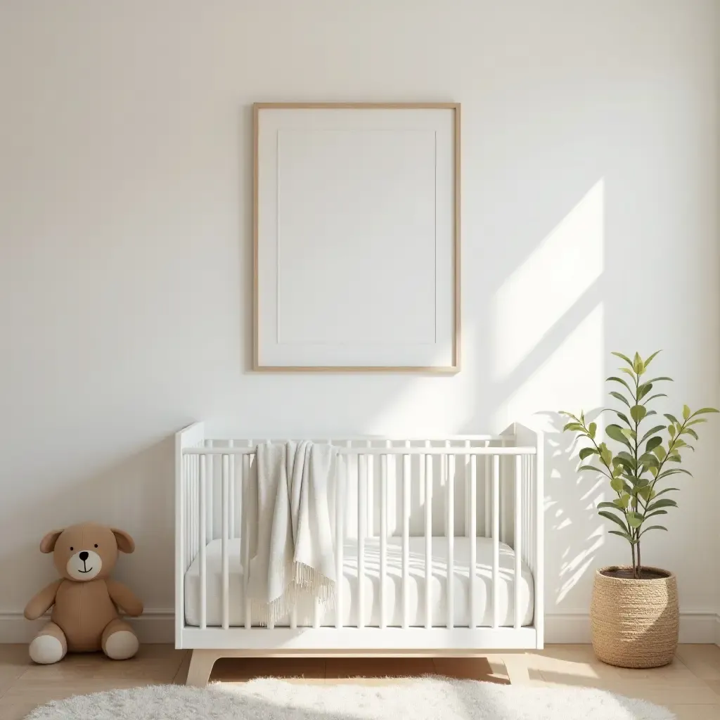 a photo of a chic nursery design with a focus on simplicity and elegance