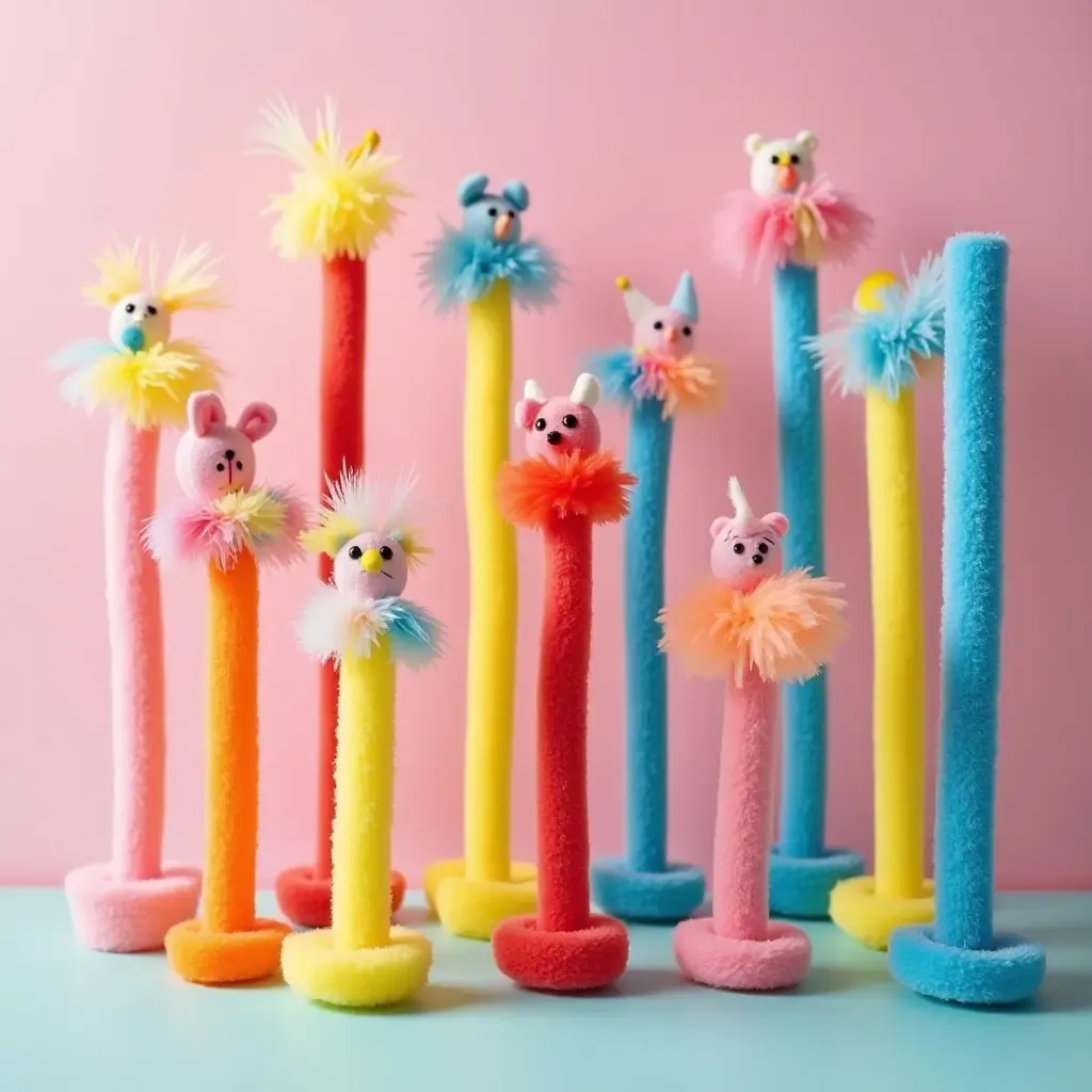 a photo of creative pool noodle decorations in vibrant colors