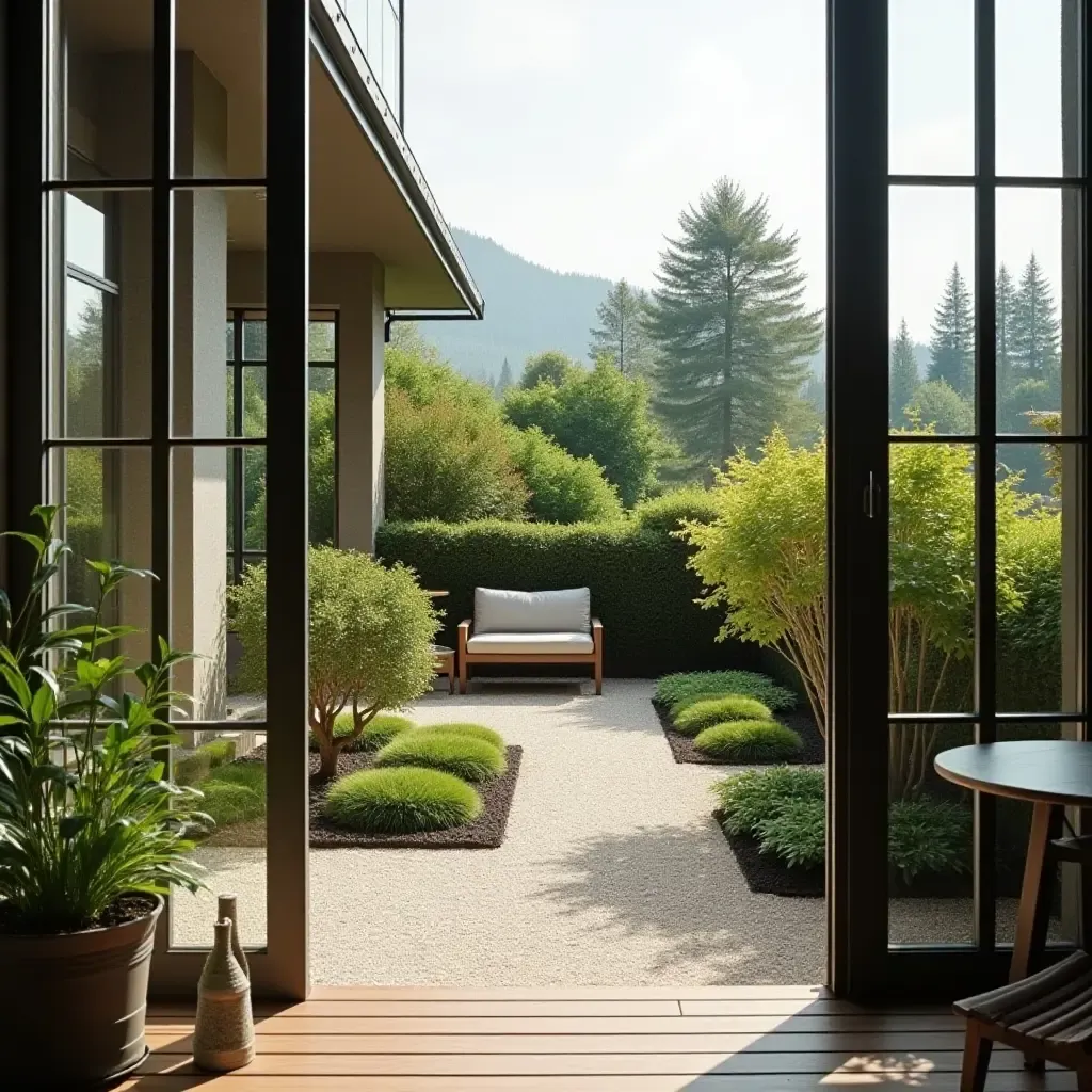 a photo of a balcony showcasing a zen garden design