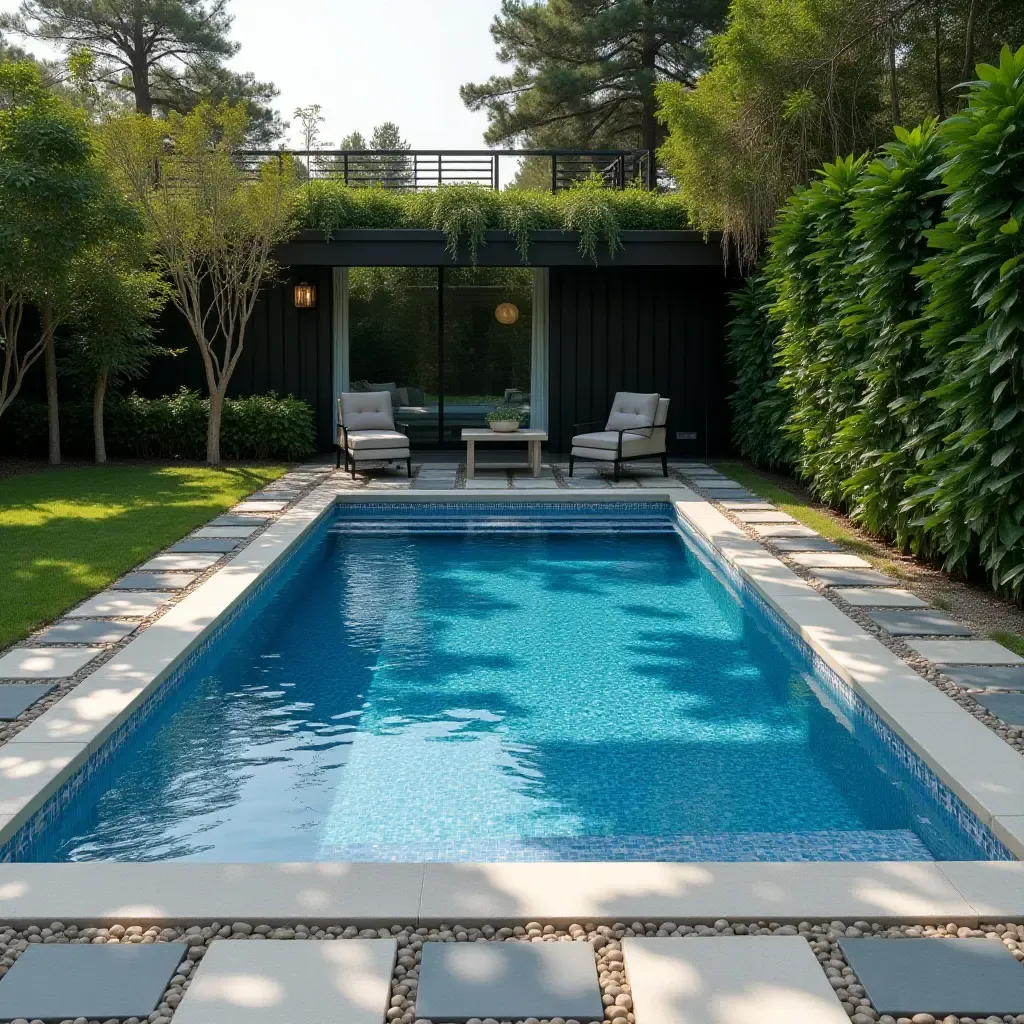 a photo of a small pool with a mosaic tile design enhancing aesthetics