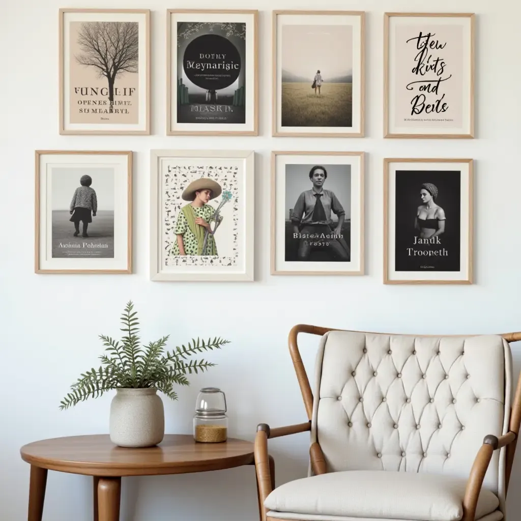 a photo of a gallery wall with a collection of inspirational book covers