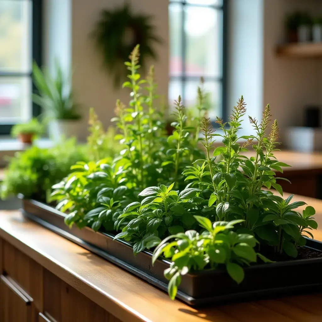 a photo of a vibrant indoor garden on a kitchen countertop