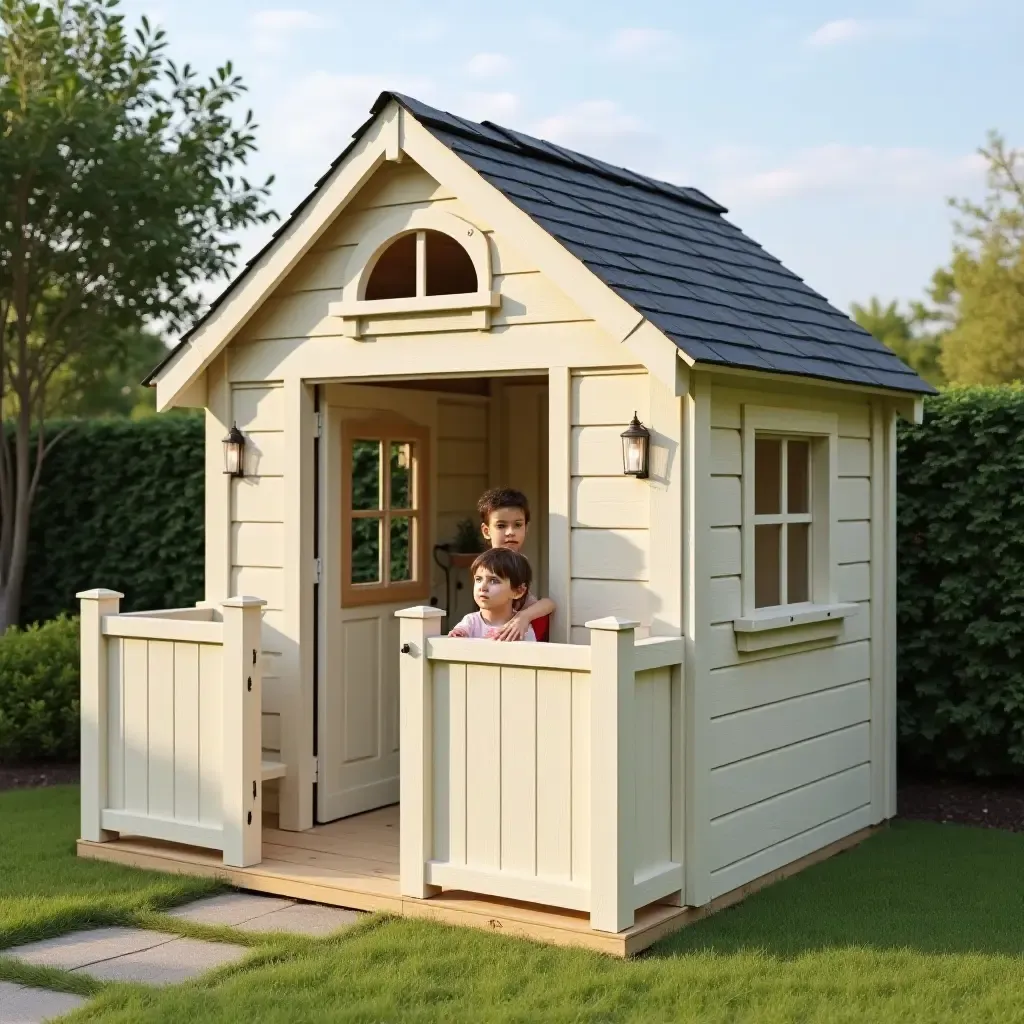 a photo of a fun and functional playhouse with storage