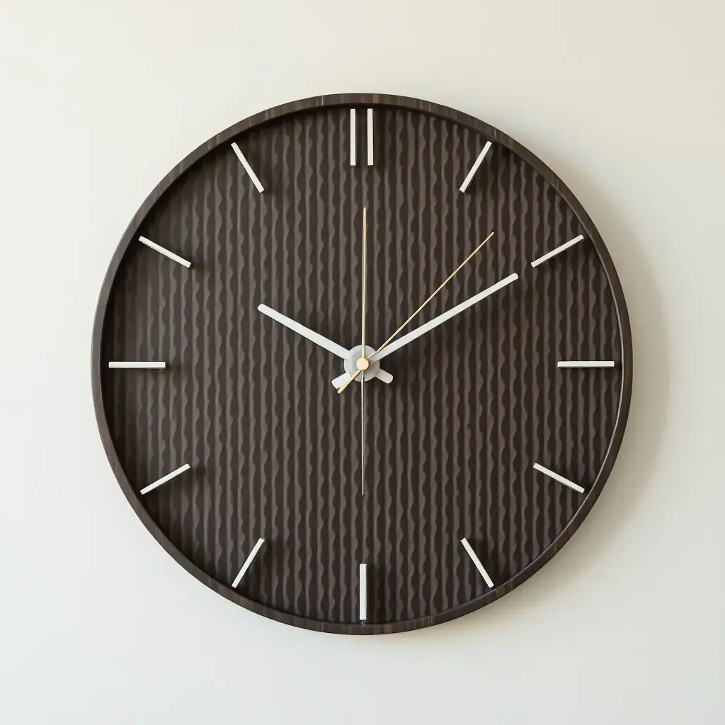 a photo of a unique clock with a masculine design on the wall