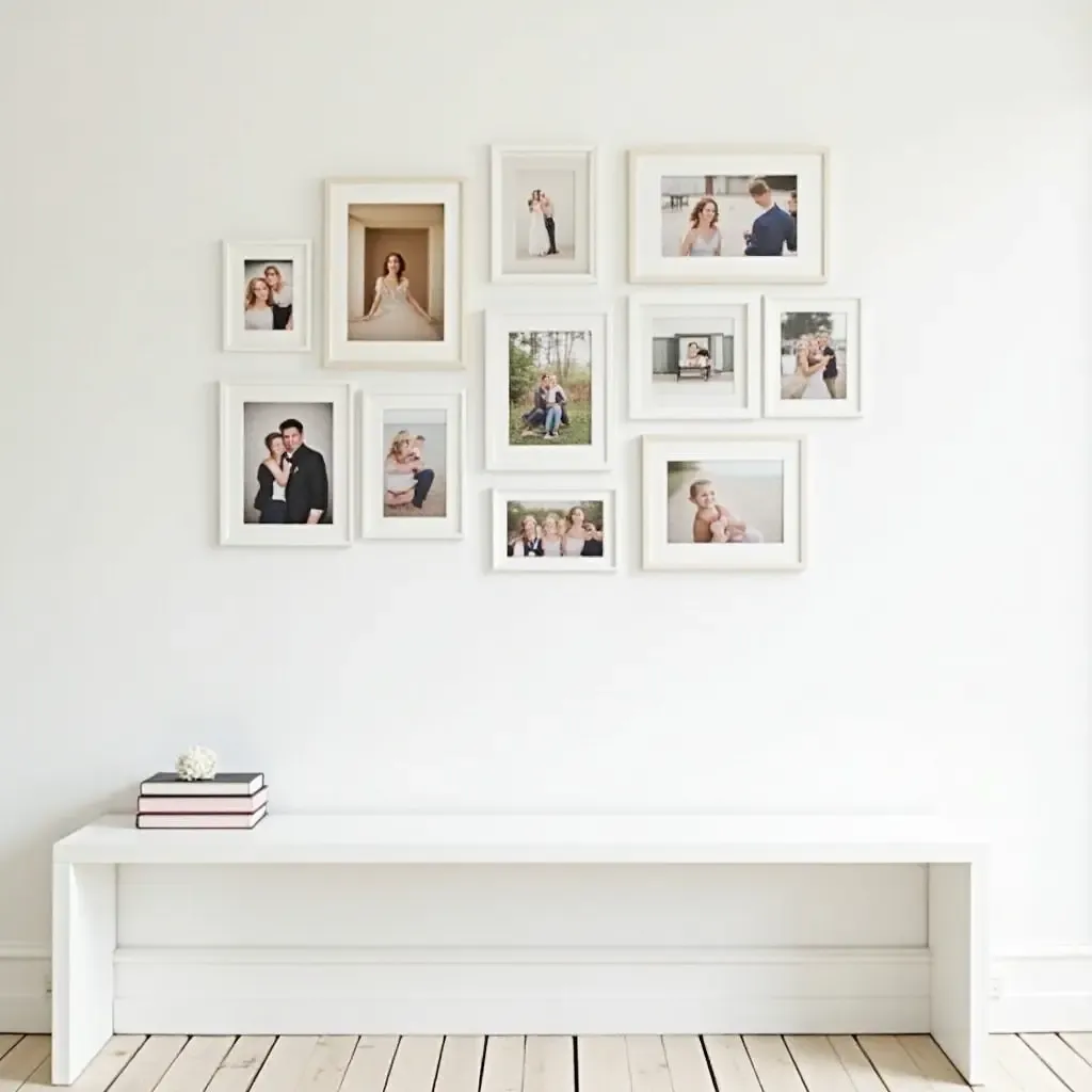 a photo of a gallery wall featuring DIY photo collages and crafts