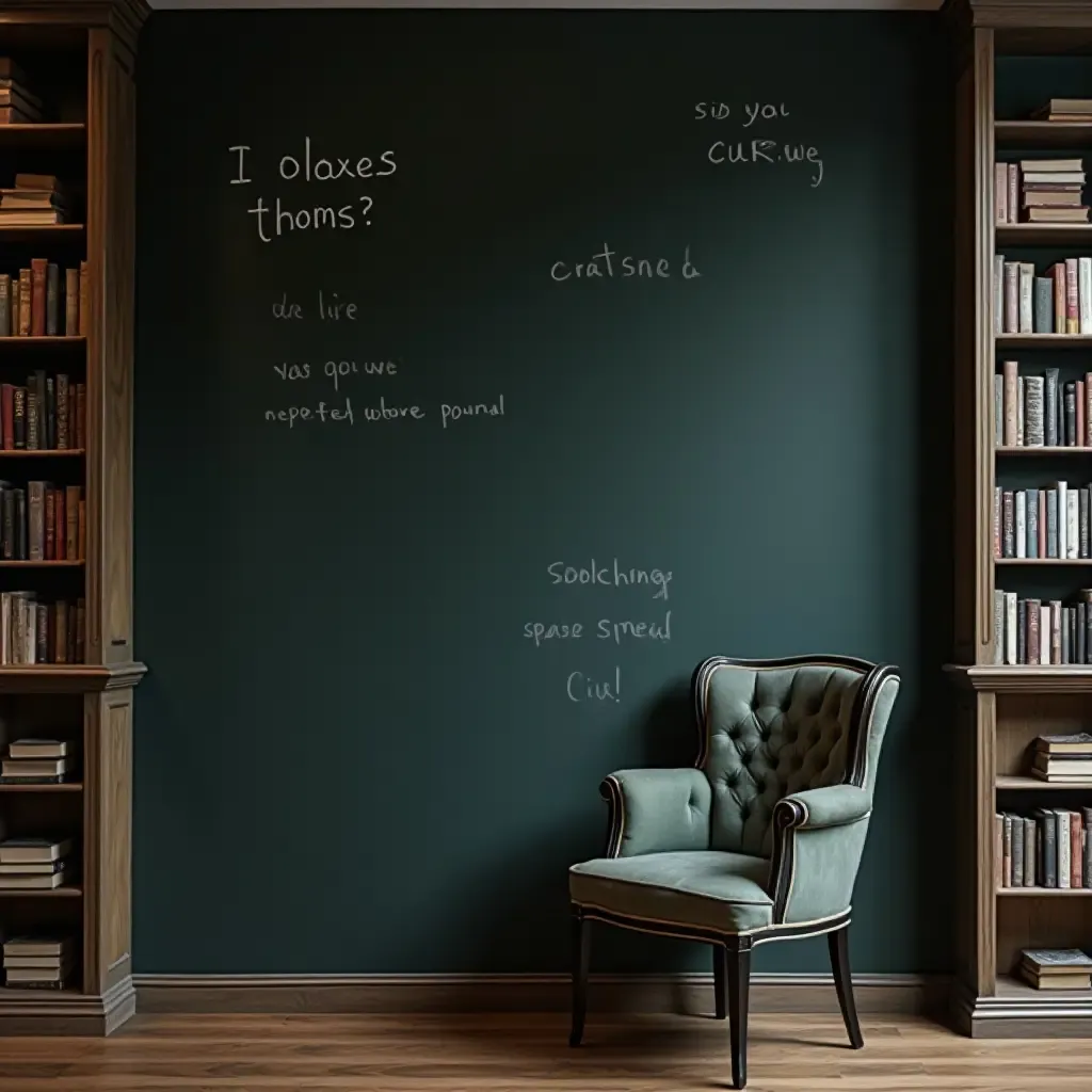 a photo of a chalkboard wall with changing literary themes