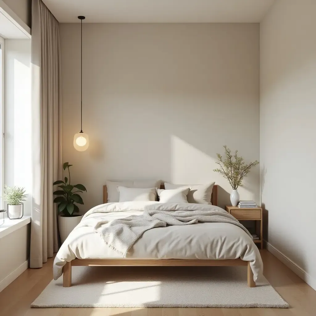 a photo of a minimalist teen bedroom with a cozy corner for relaxation and meditation