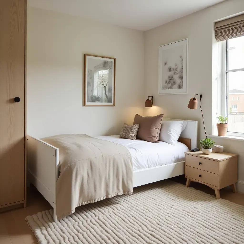 a photo of a nursery with a fold-out bed for guests and family visits