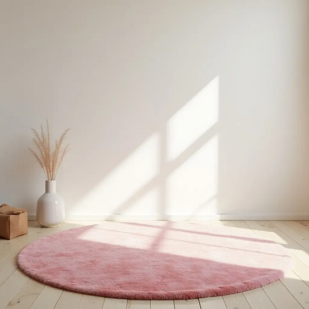 a photo of a soft pastel rug enhancing a serene atmosphere