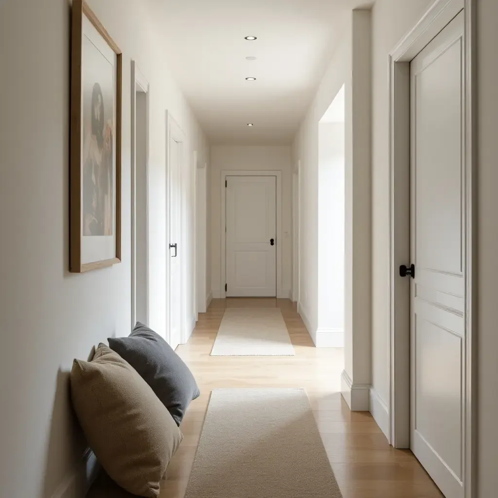 a photo of a functional corridor with throw pillows providing comfort and style