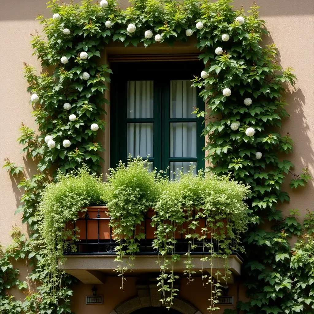 a photo of a balcony adorned with a wall of fragrant herbs