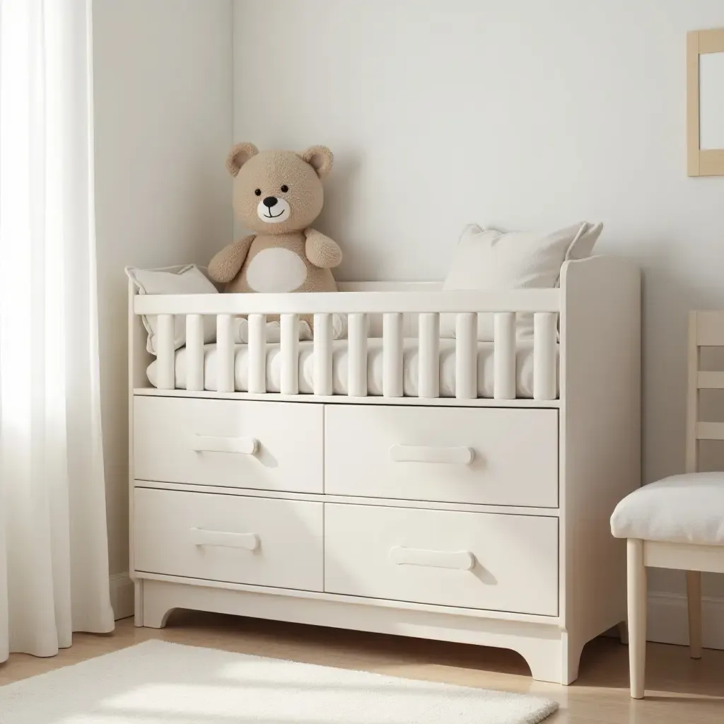 a photo of a nursery with a cute animal-themed storage solution