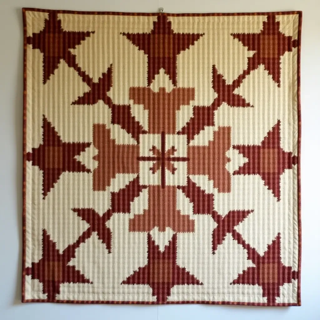 a photo of a vintage quilt hung as a decorative wall piece